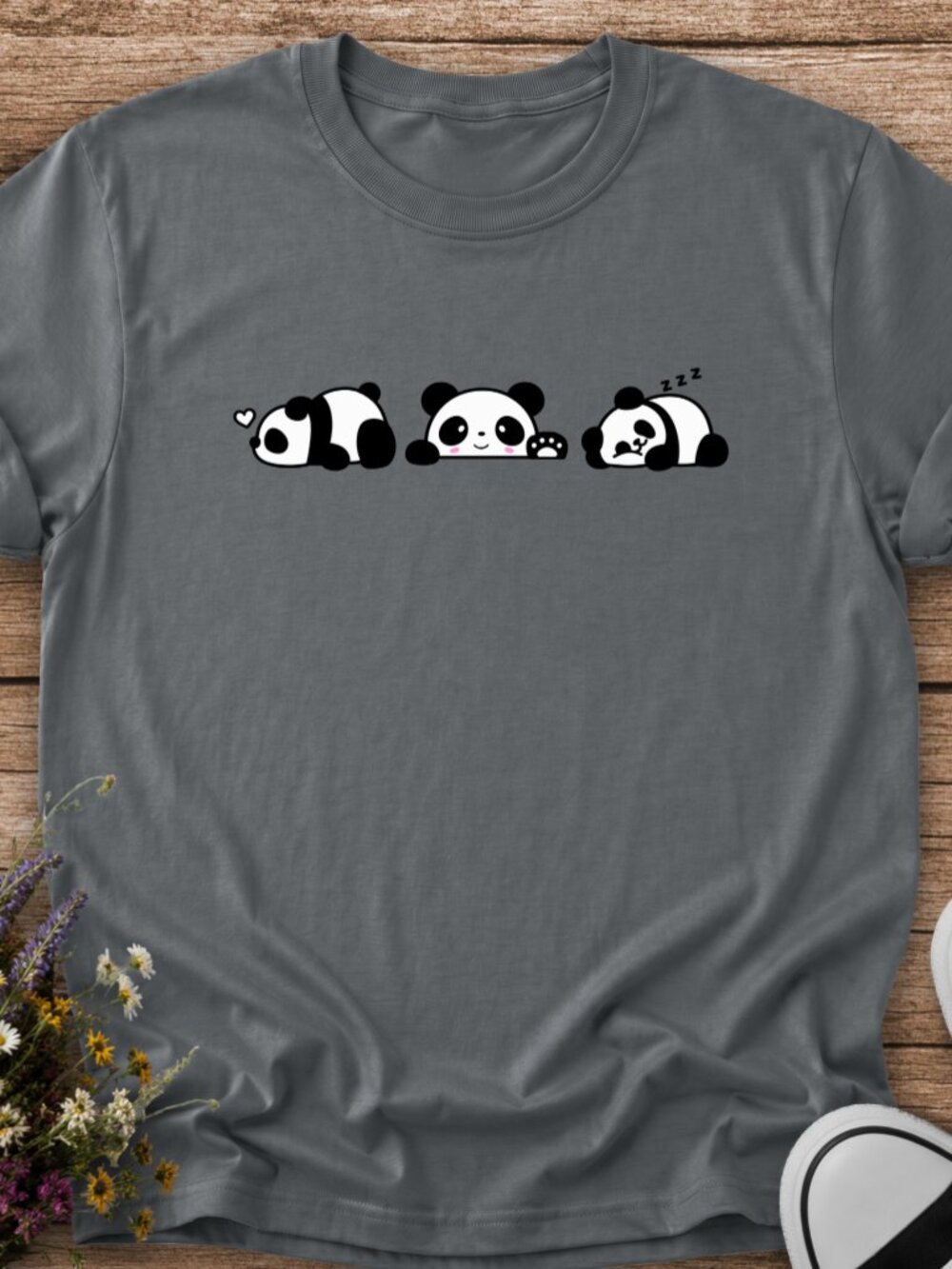 Lazy Panda Bear TShirt Graphic Tee Adult Unisex Cute Cartoon Animal Sleeping